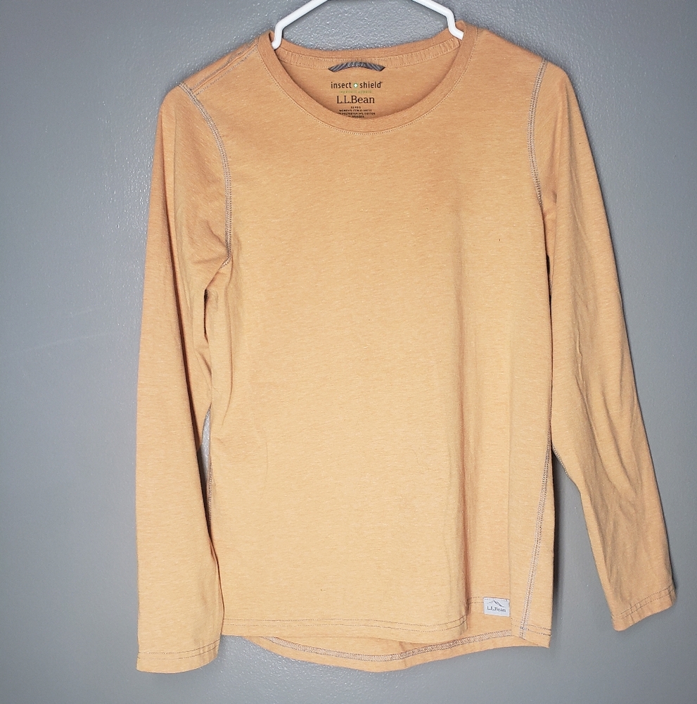 L.L.Bean Womens Insect Shield Long Sleeve Shirt Orange Size XS Reg 509751